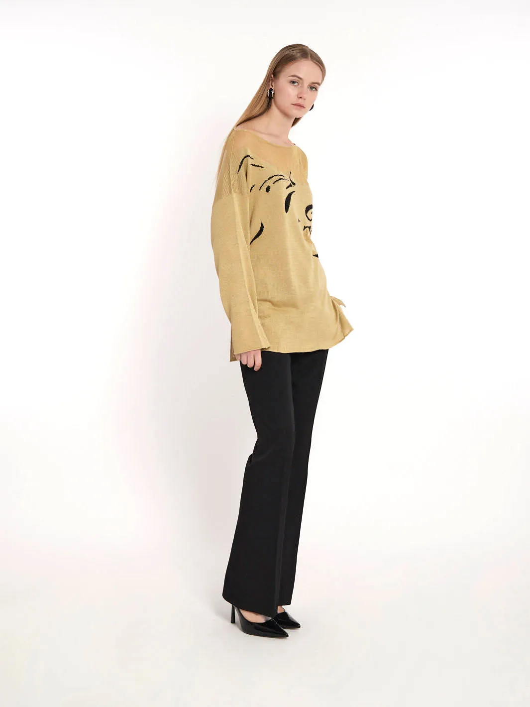 1980s Krizia long sleeve sweater in beige cotton