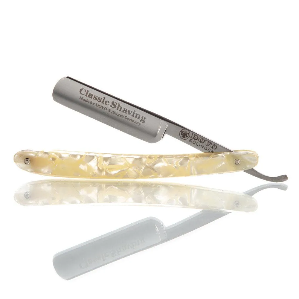3/5 Dovo Solingen Straight Razor Cracked Ice Celluloid Scales