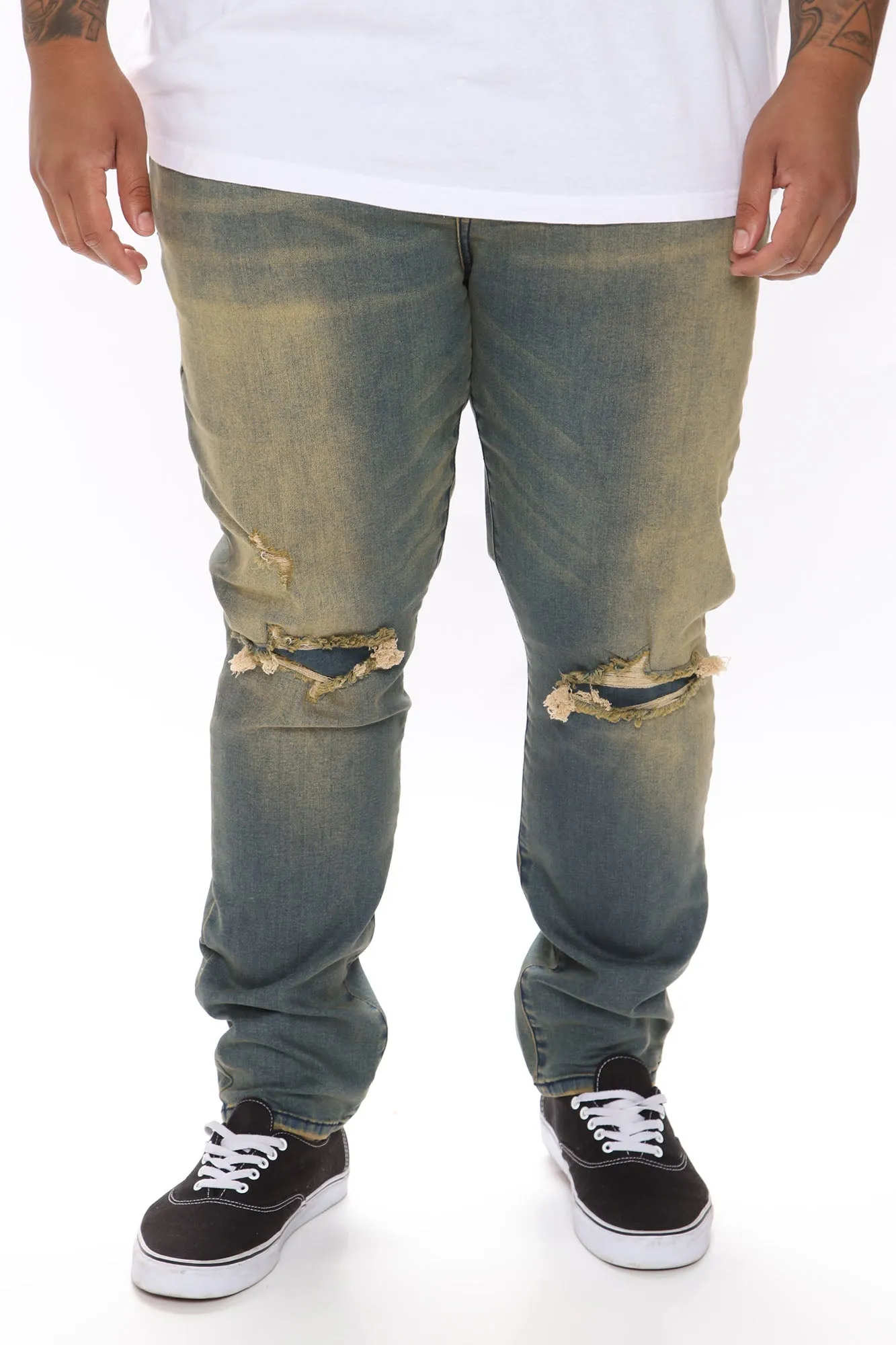Aim High Ripped Skinny Jeans - Vintage Blue Wash