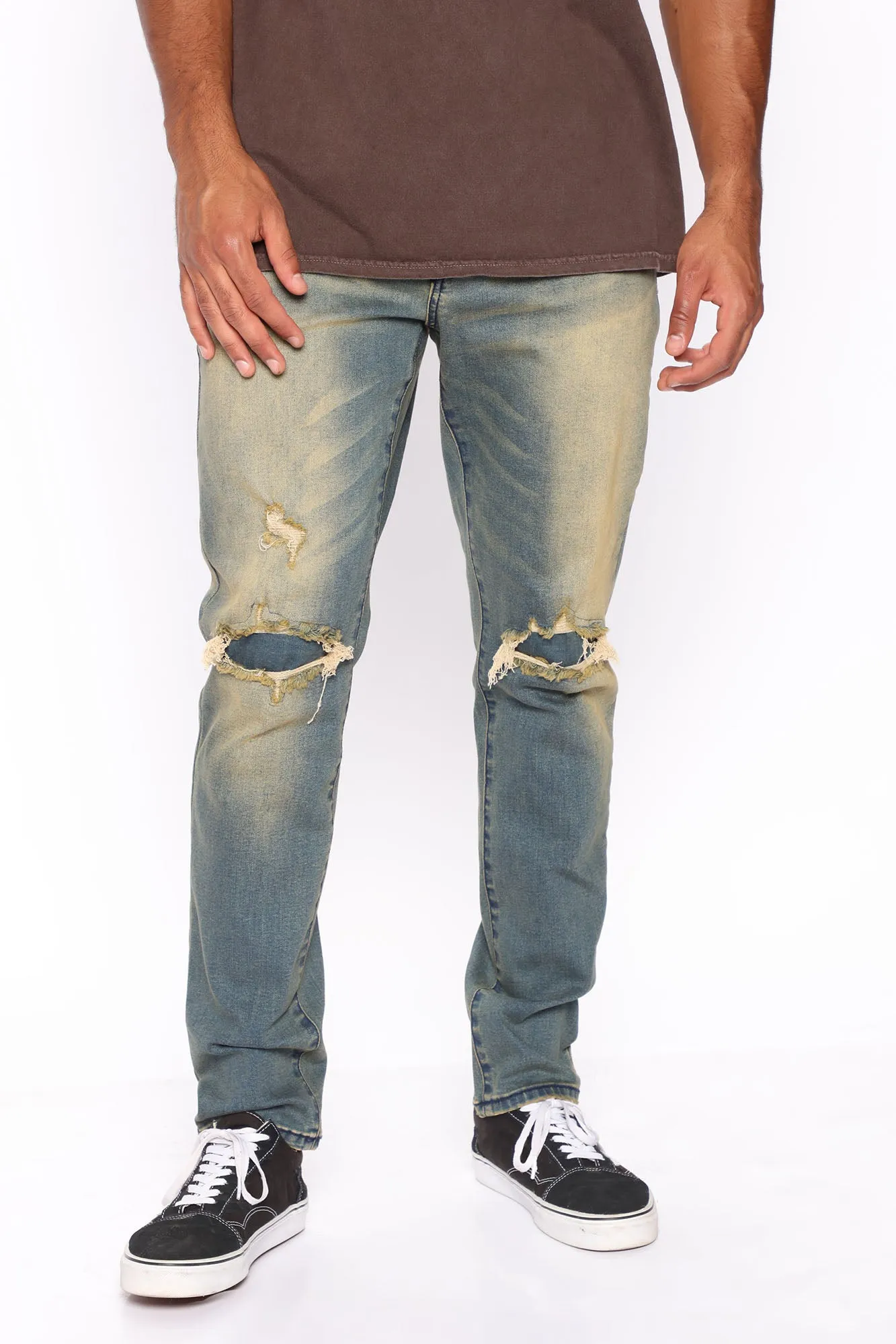 Aim High Ripped Skinny Jeans - Vintage Blue Wash