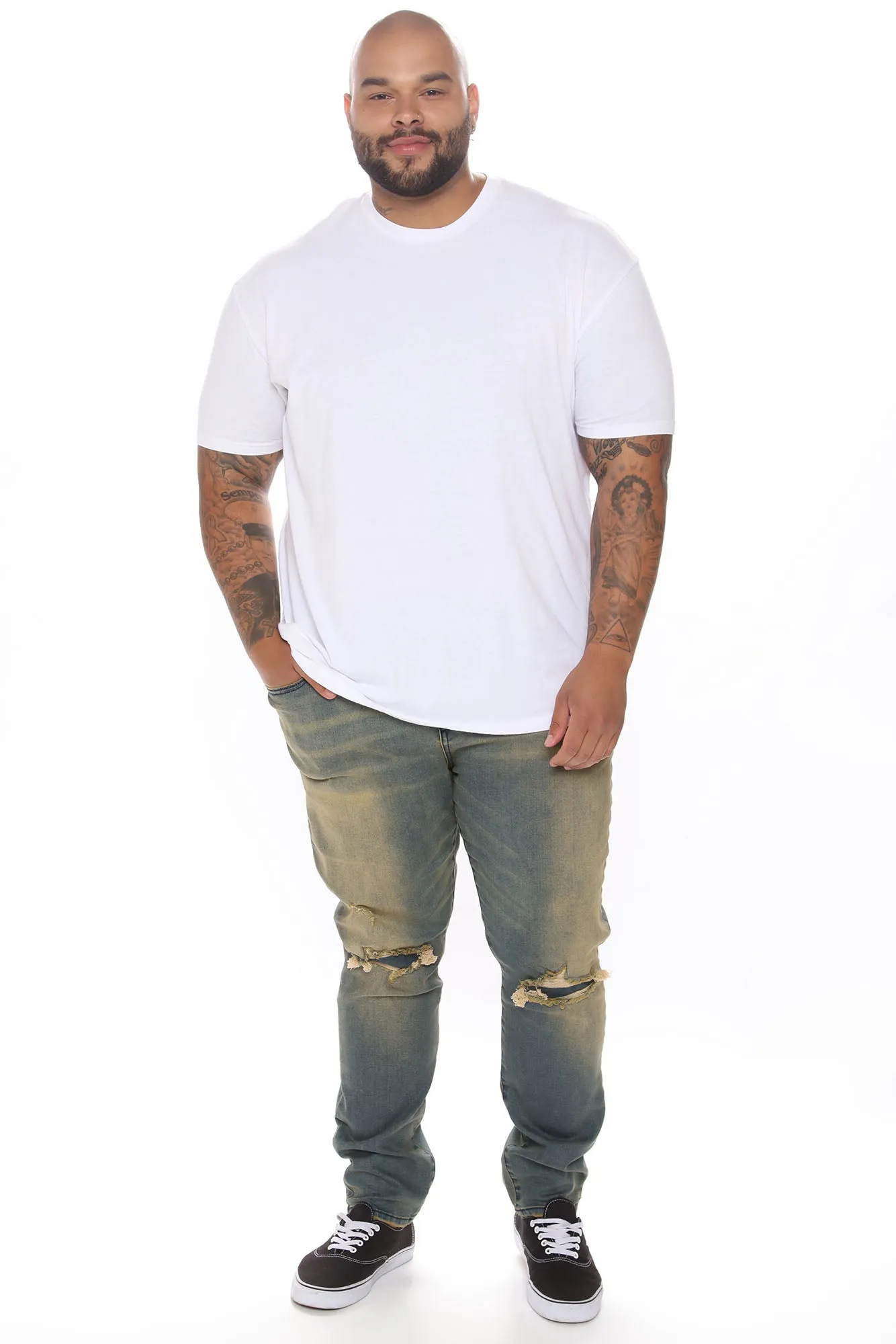 Aim High Ripped Skinny Jeans - Vintage Blue Wash