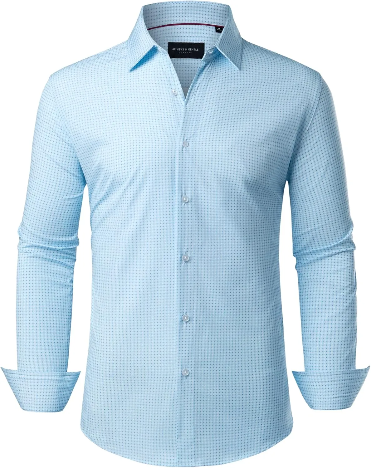 Alimens & Gentle Mens Dress Shirts Printed Button Down Shirt Long Sleeve Regular Fit Inner Collar Contrast Shirt Business