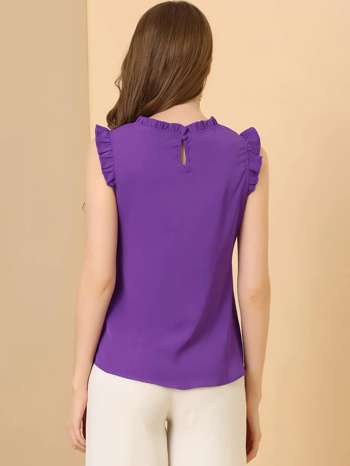 Allegra K Women's Business Casual Blouse Office Work Shirts Vintage Sleeveless Interview Professional Blouses Top
