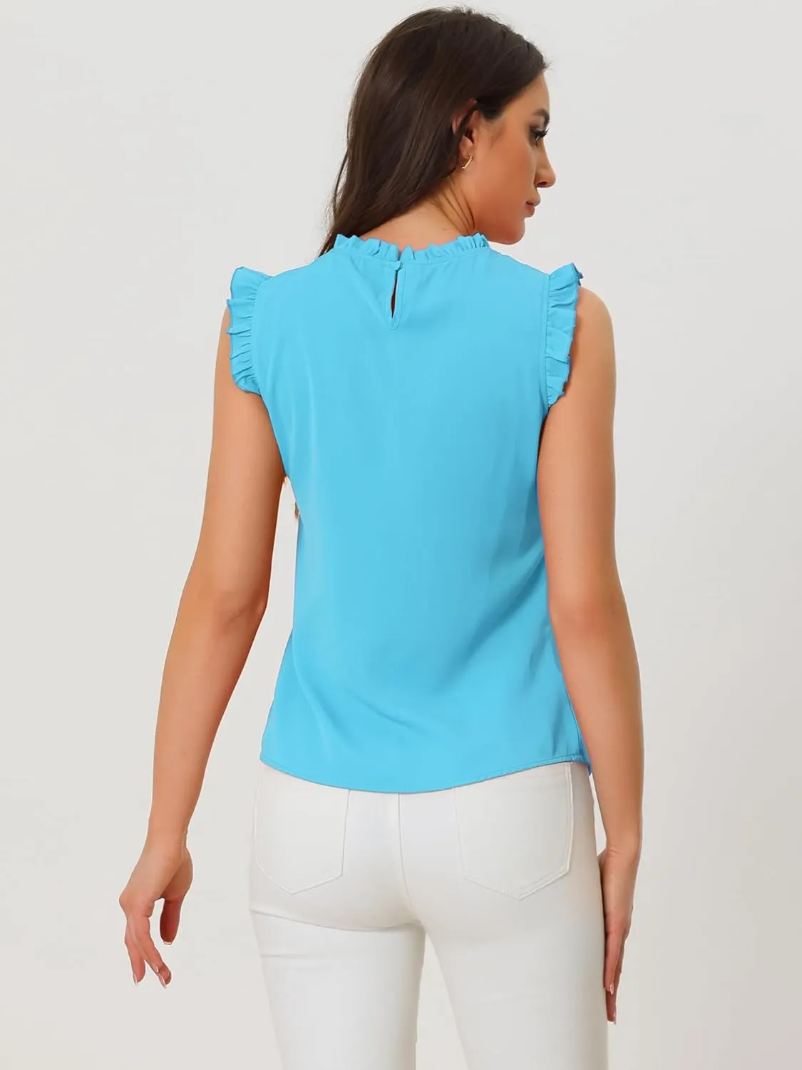 Allegra K Women's Business Casual Blouse Office Work Shirts Vintage Sleeveless Interview Professional Blouses Top