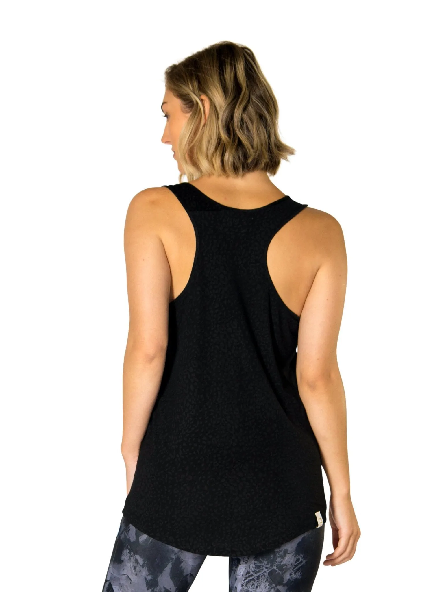 AMY POCKET SCOOP TANK - BLACK LEOPARD