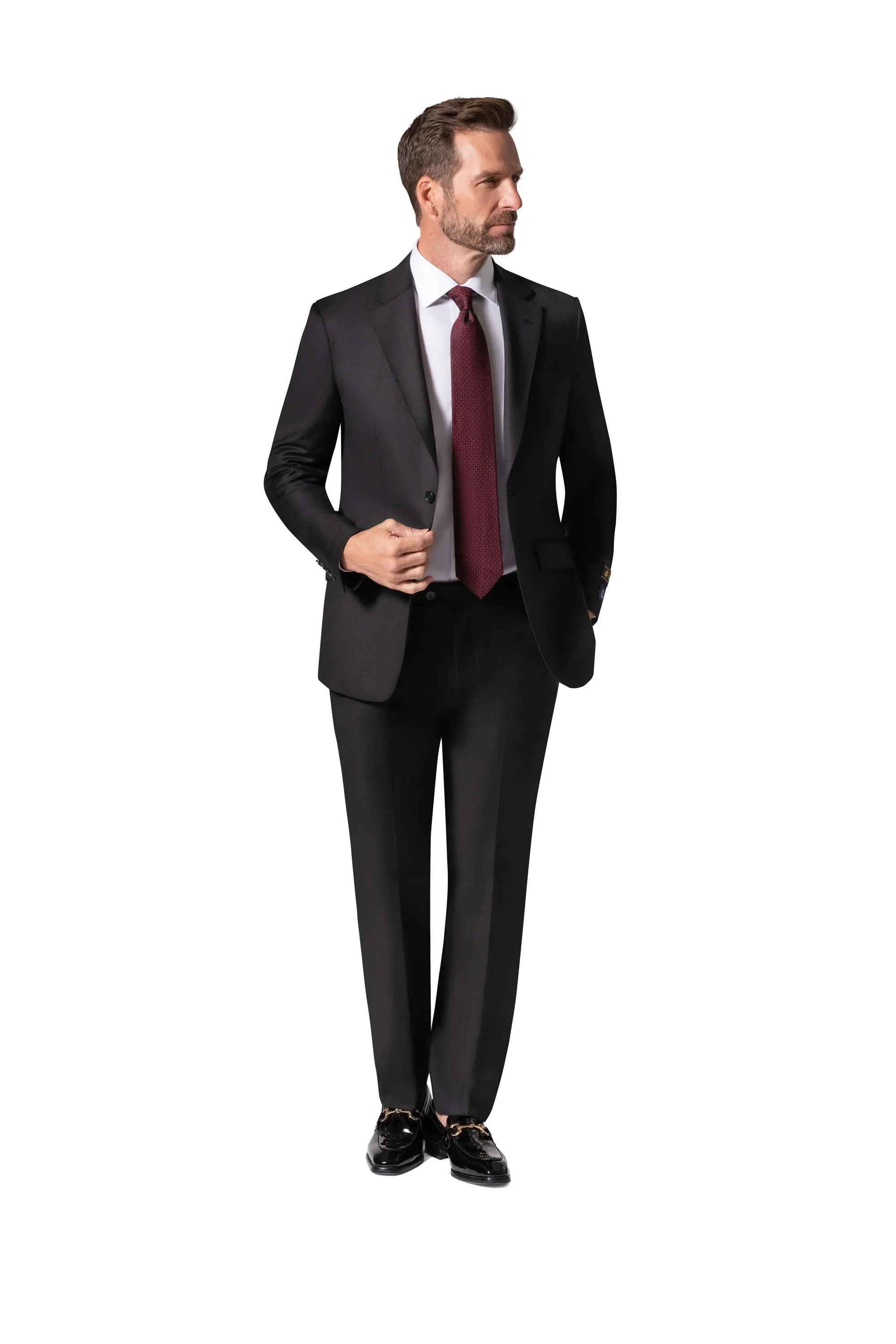 Berragamo Elegant - Faille Wool Solid Suit 10015.200 Slim Fit - Black