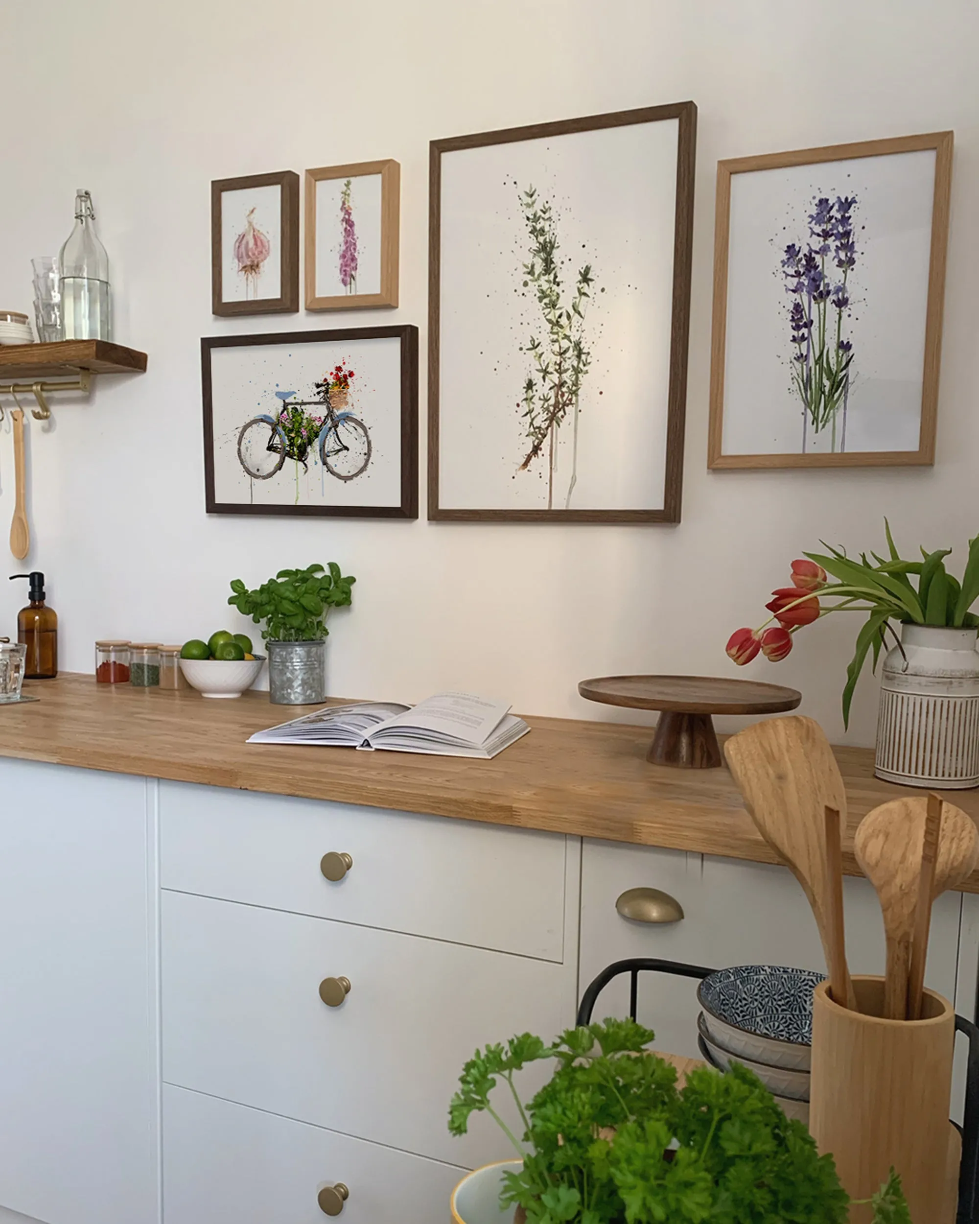 Bike with Flower Basket Wall Art Print