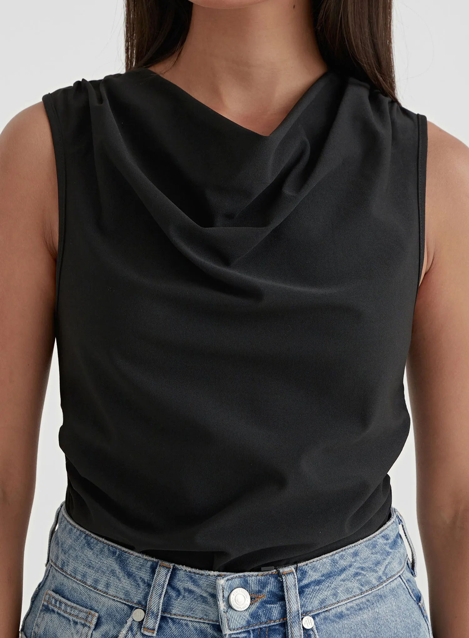 Black Cowl Neck Top - Lexi