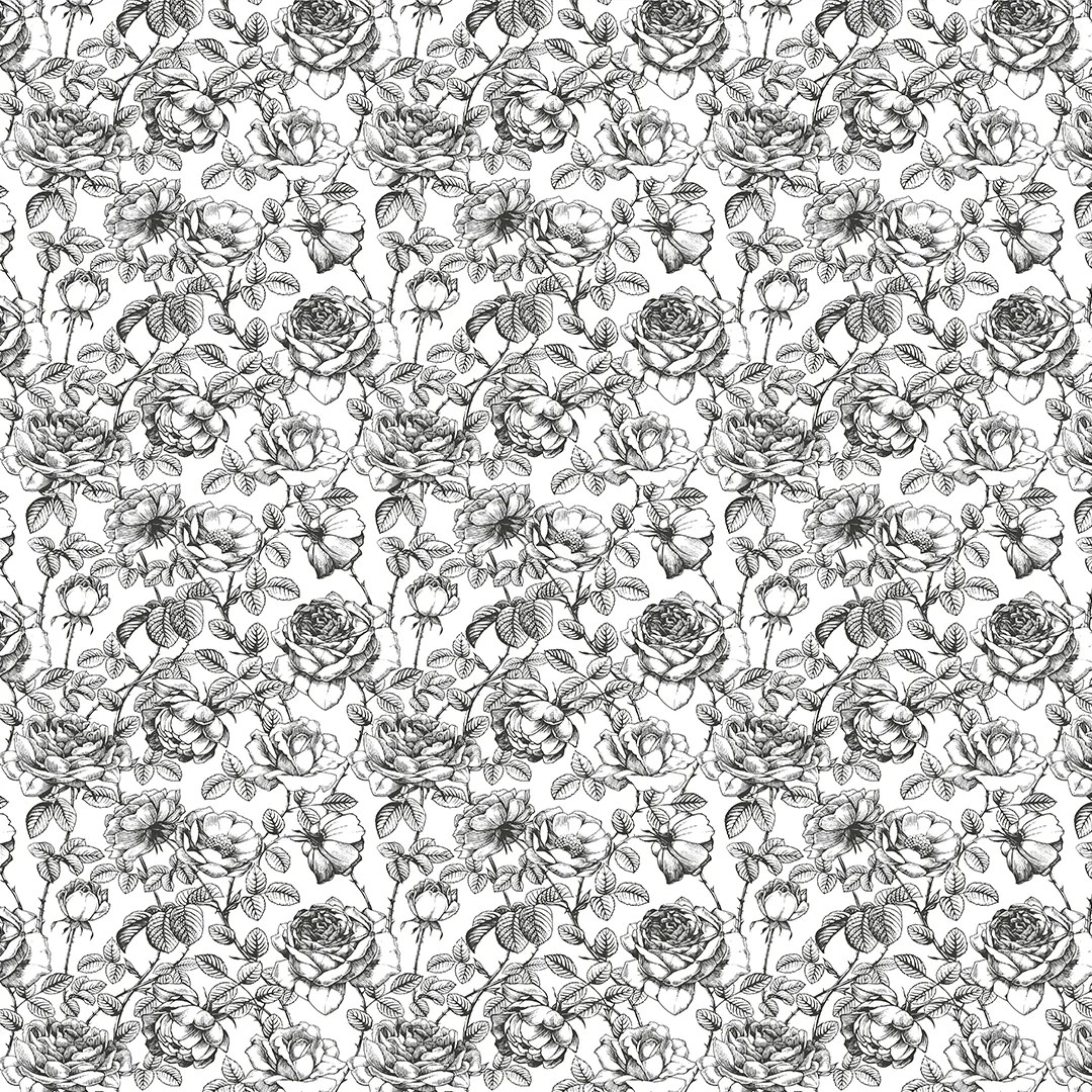 Black   White Floral Wallpaper
