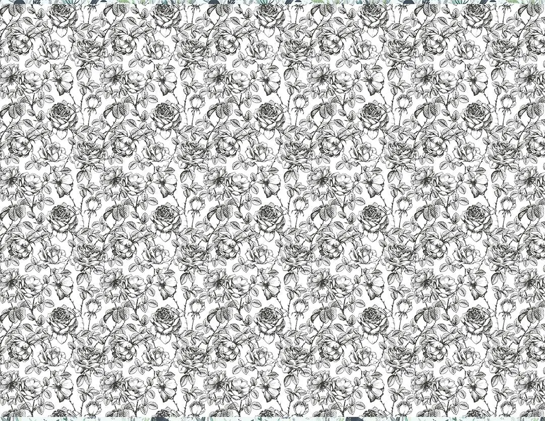 Black   White Floral Wallpaper