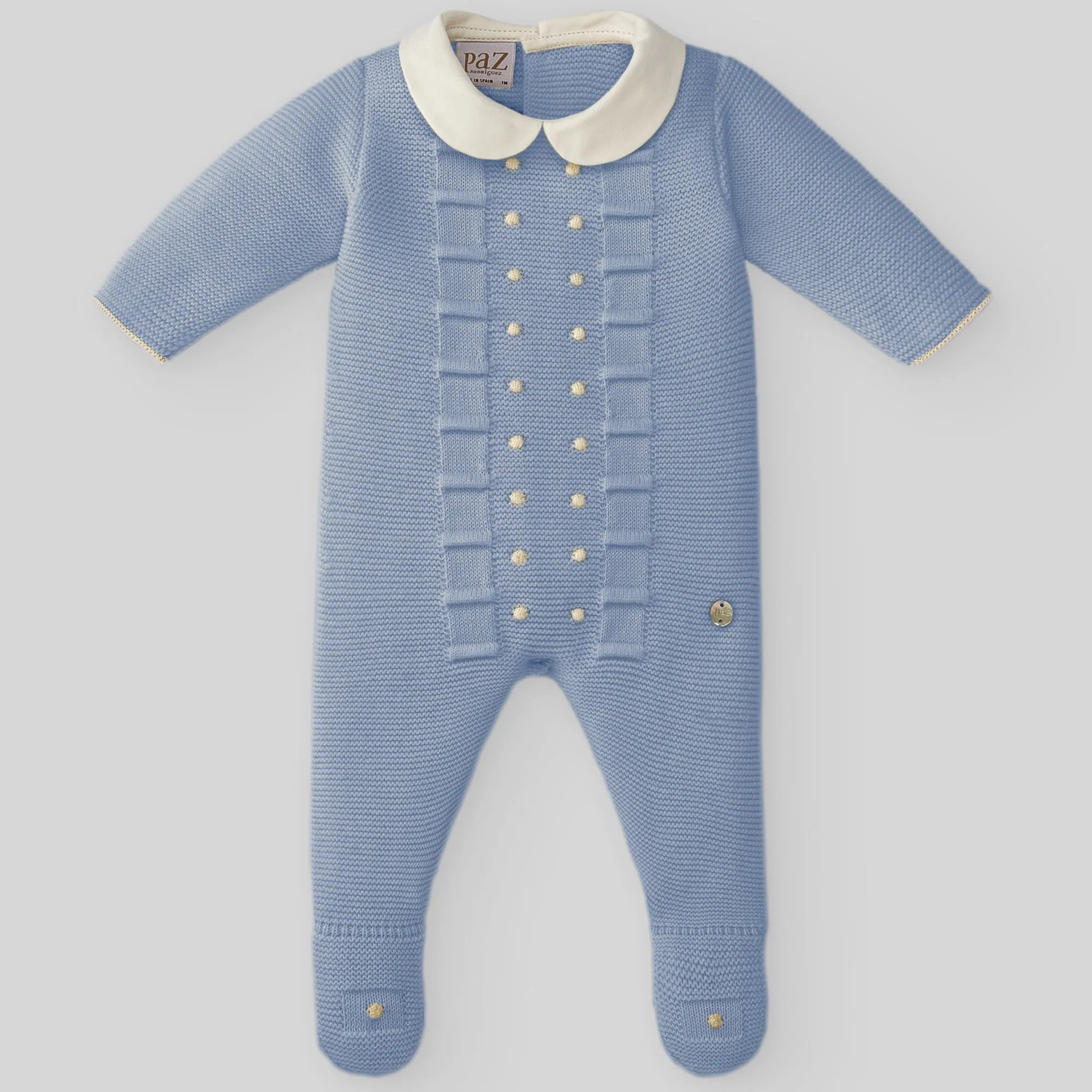 Blue Cloud Knit Footie