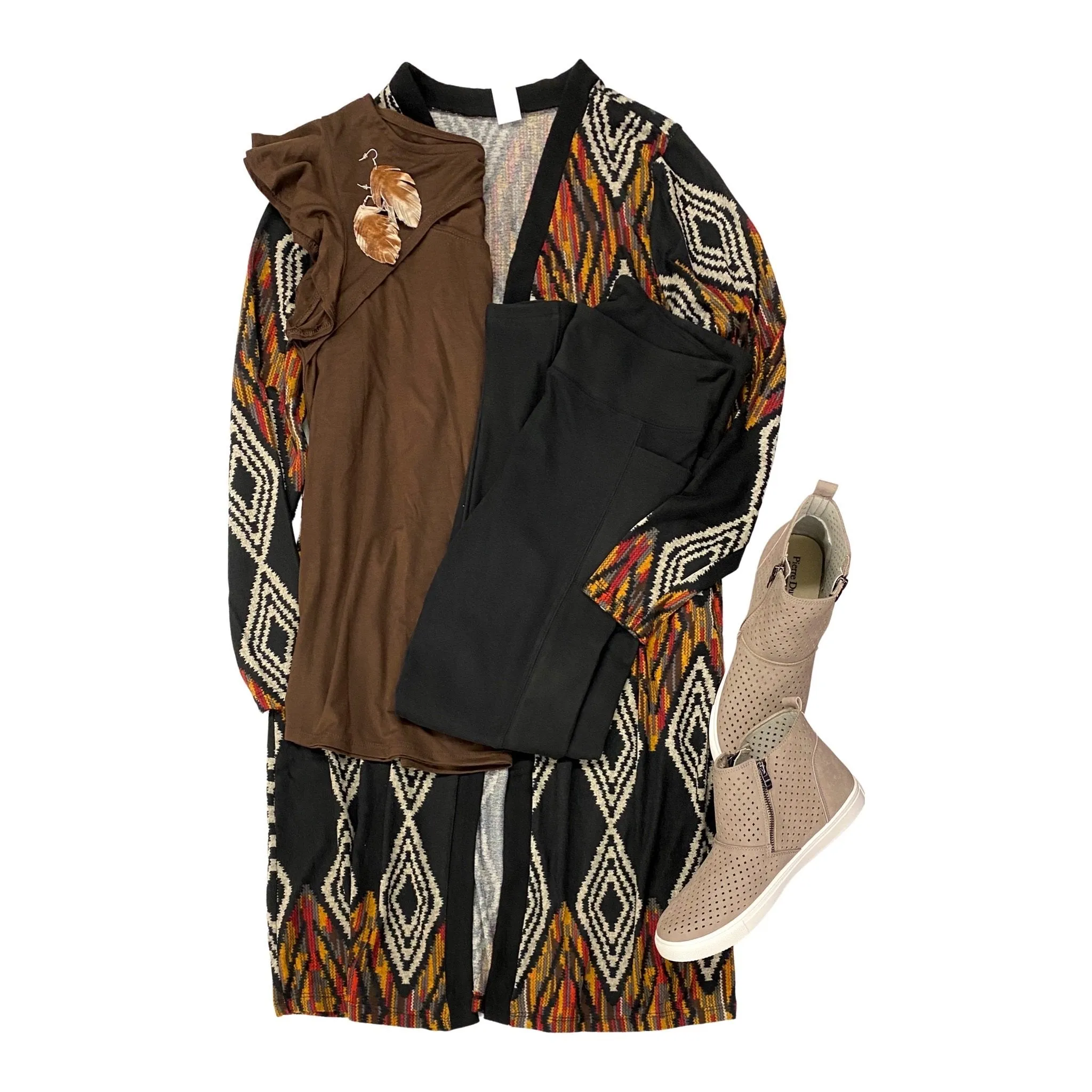 Brown Marble Fringe Earrings