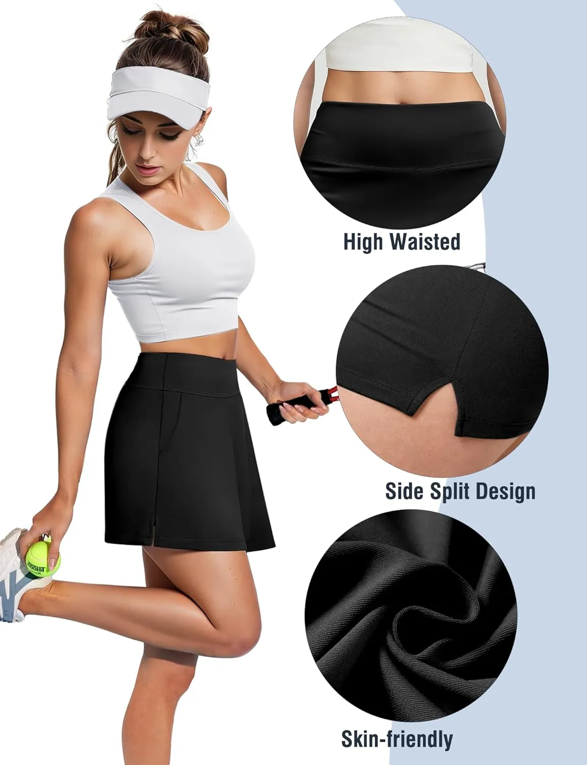 Buauty Women's Tennis Skirt Shorts High Waisted Golf Skorts with Pockets Workout Athletic Casual Outfit Clothes
