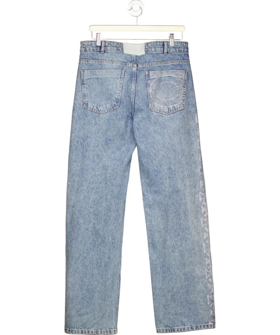 Cernucci Blue Relaxed Rhinestone Motif Jeans W32