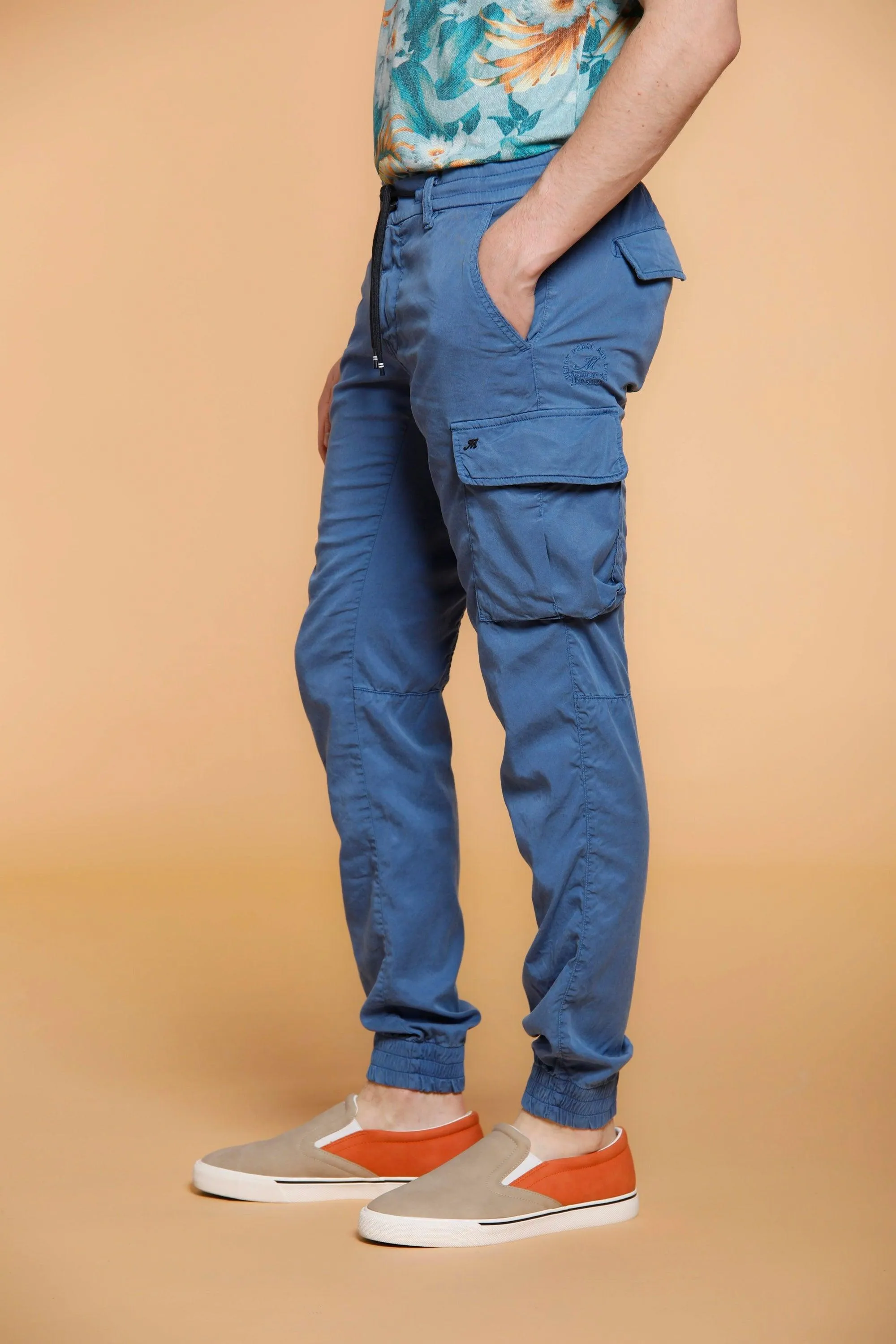 Chile Elax pantalone cargo uomo in twill cotone extra slim fit