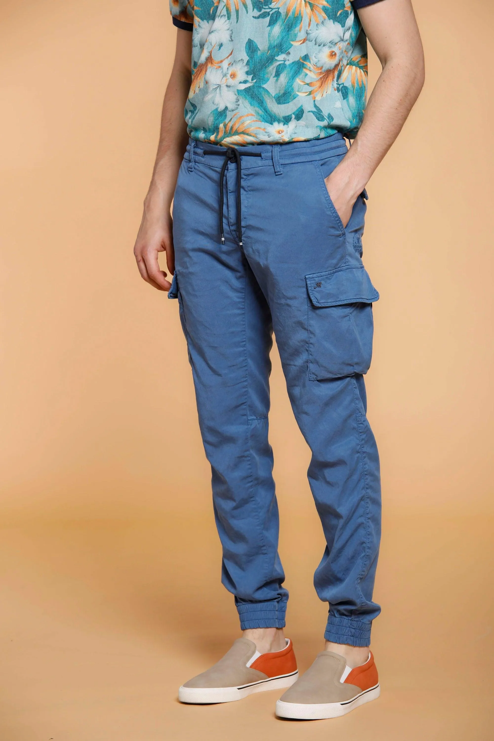 Chile Elax pantalone cargo uomo in twill cotone extra slim fit