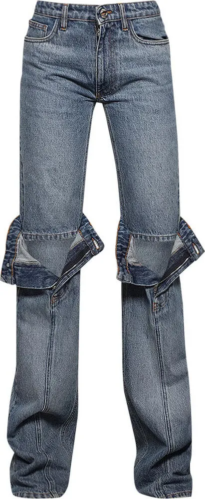 Coperni 'Washed Blue' open knee jeans