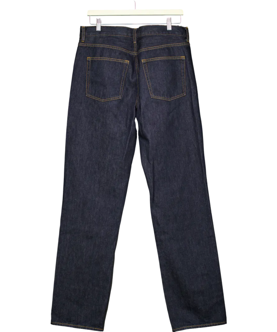 cos Dark Blue Relxed High Rise Straight Leg Jeans W32