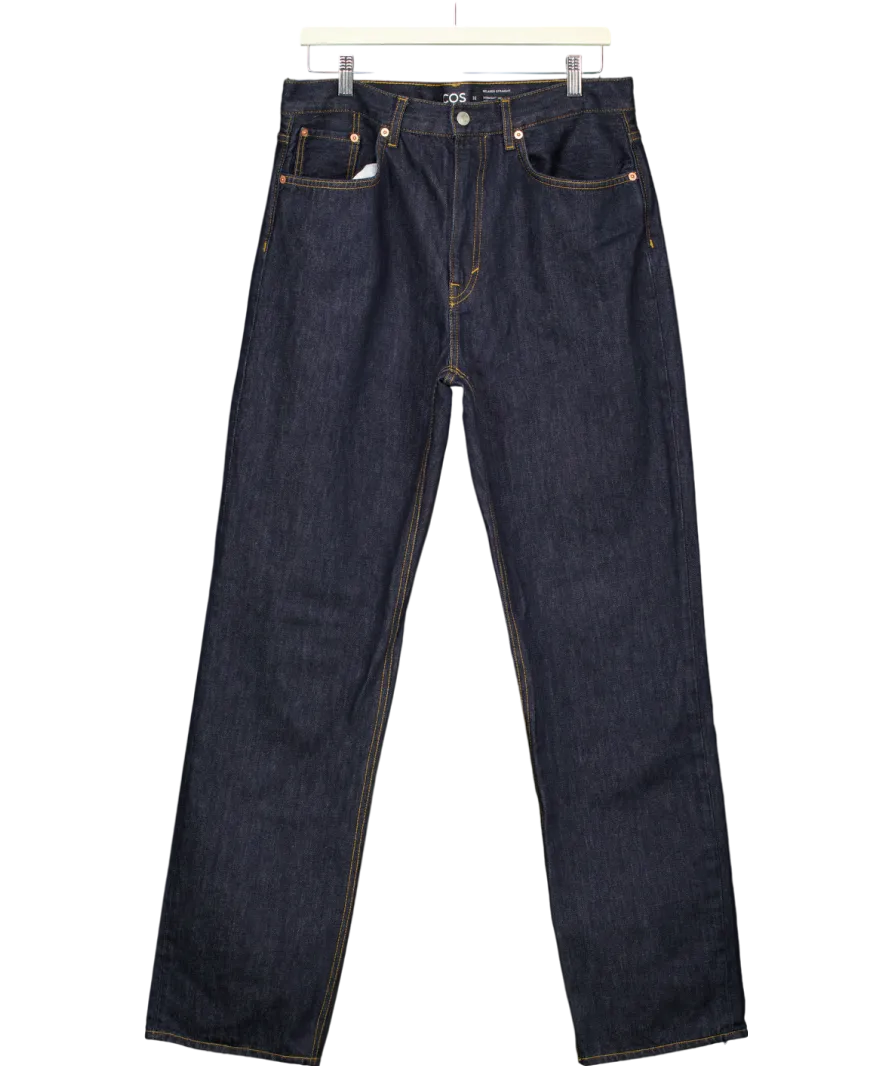 cos Dark Blue Relxed High Rise Straight Leg Jeans W32