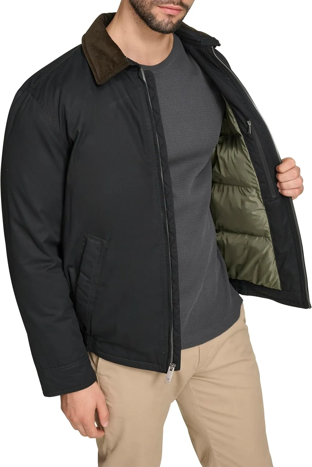 DOCKERS Men's Cotton Twill Bomber Jacket with Padded Lining
