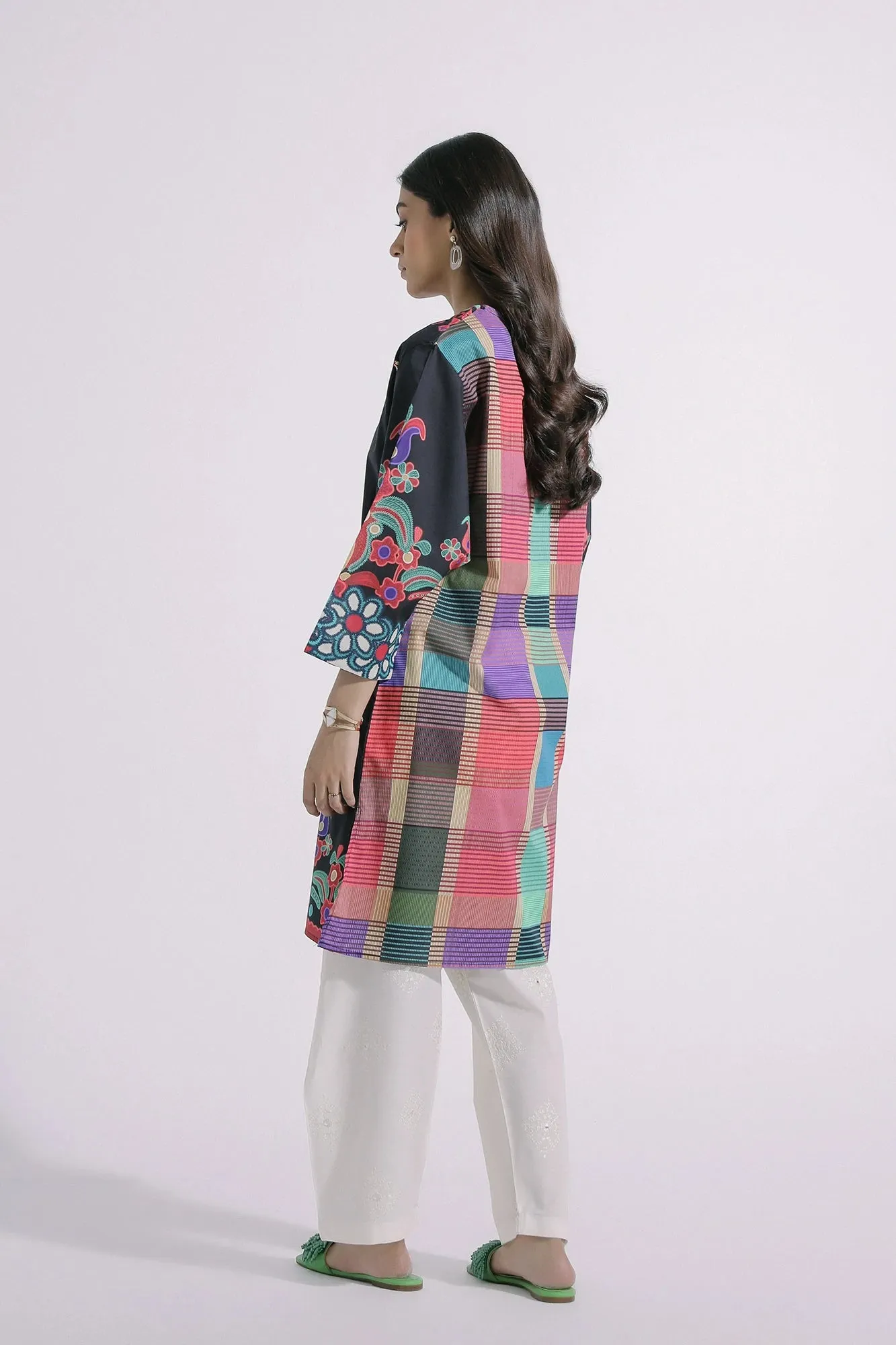 Ethnic Black Printed Lawn Shirt
