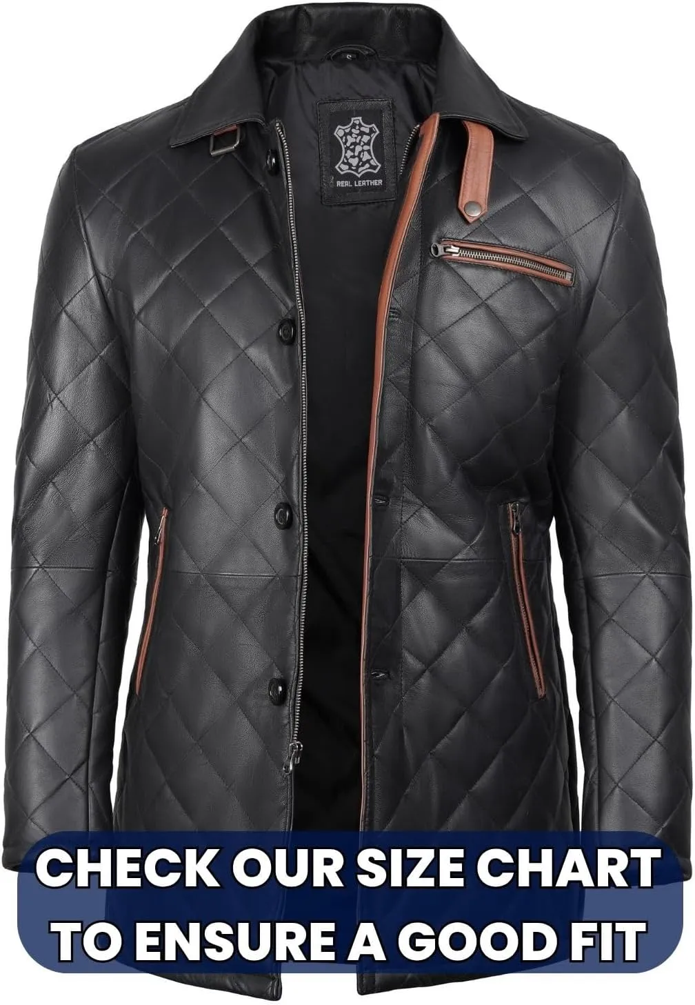 fjackets Leather Car Coats For Men   Length Real Lambskin Mens Fashion Brown & Black Leather Jacket Men
