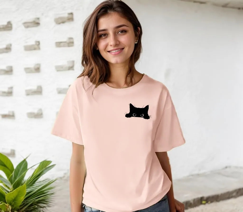 Funny Women's Cat Mom Gift Shirt - Cute Black Cat Graphic Tee