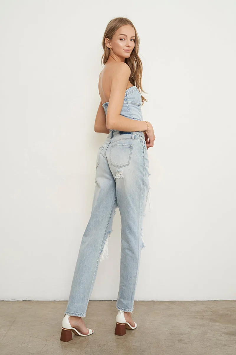 Girl's Dream High Rise Ripped Baggy Jeans