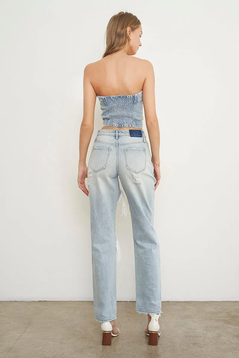 Girl's Dream High Rise Ripped Baggy Jeans