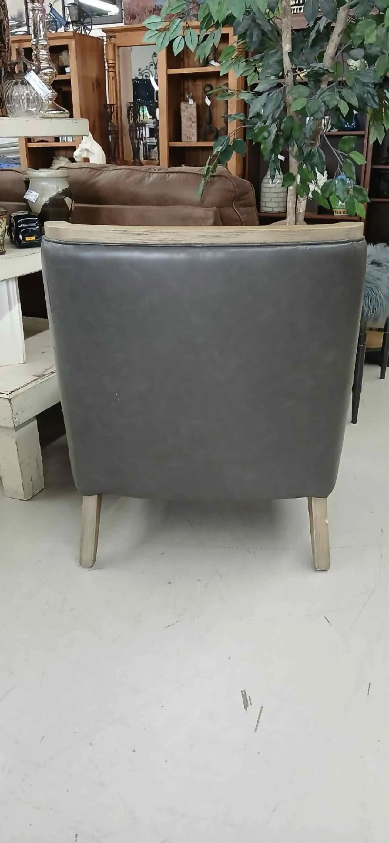 Gray/Tan Faux Leather Furniture Chair