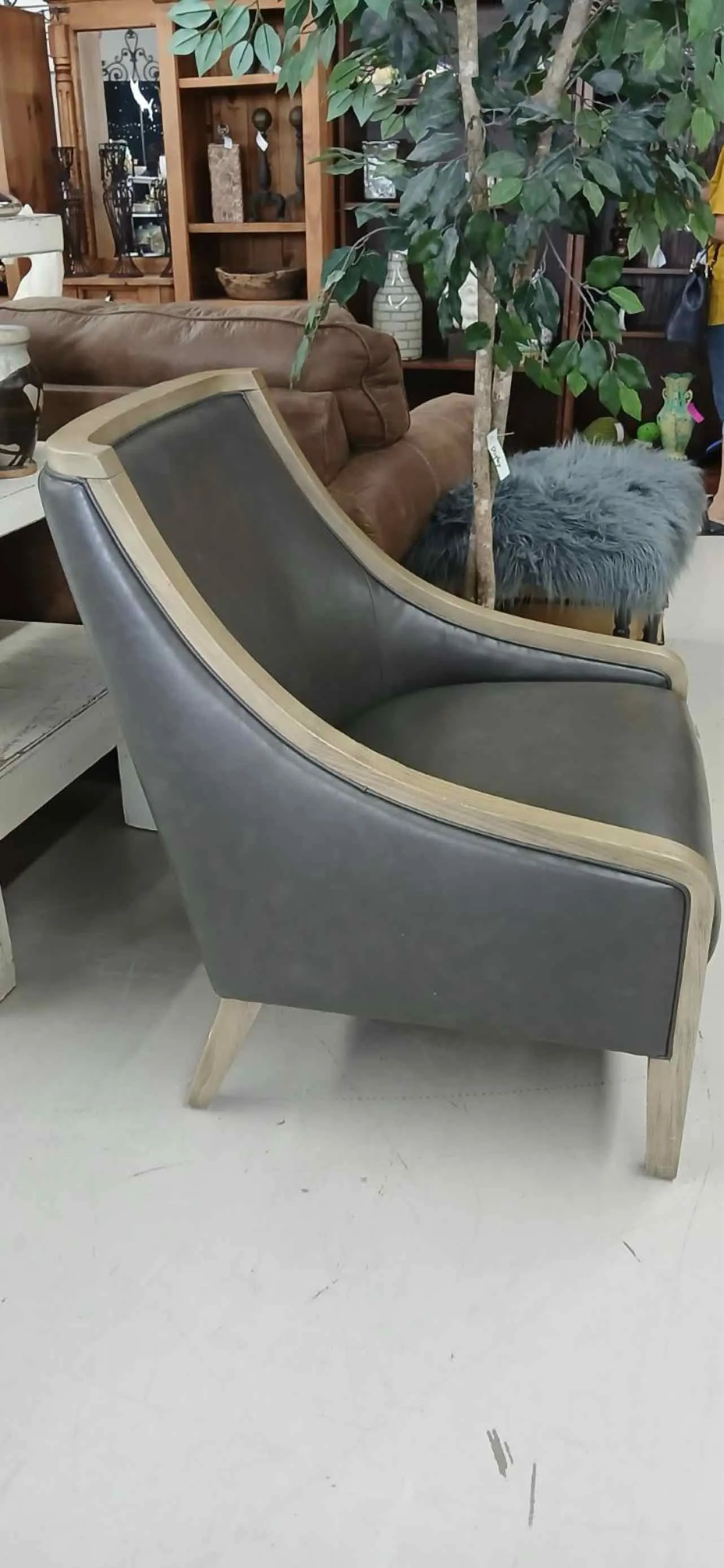 Gray/Tan Faux Leather Furniture Chair