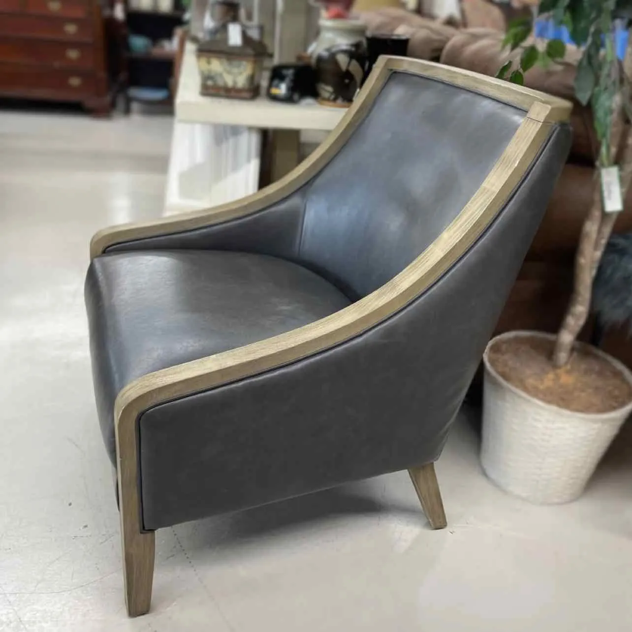 Gray/Tan Faux Leather Furniture Chair