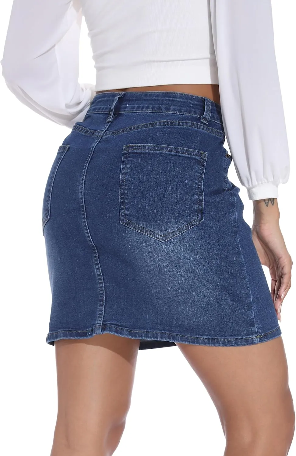 GUANYY Womens Mini Denim Skirt-Casual Stretch Slim Fit High Waisted Jean Skirts