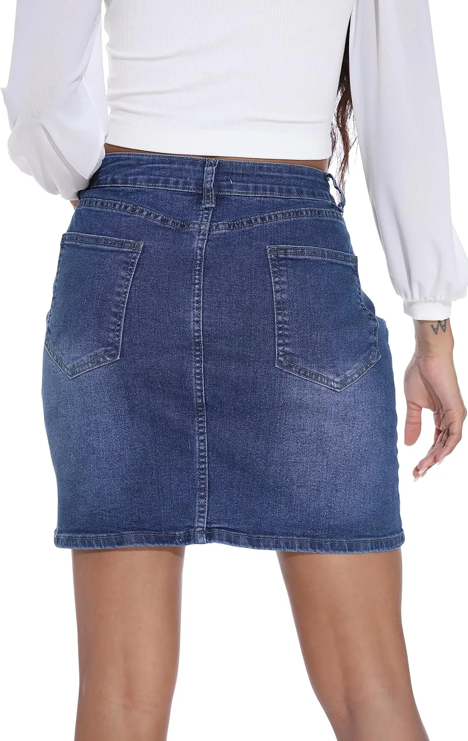 GUANYY Womens Mini Denim Skirt-Casual Stretch Slim Fit High Waisted Jean Skirts