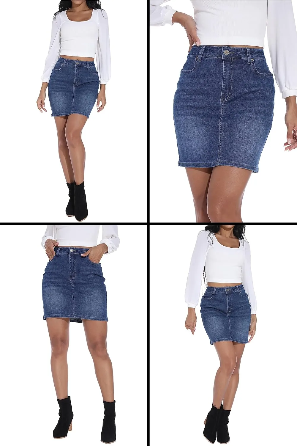 GUANYY Womens Mini Denim Skirt-Casual Stretch Slim Fit High Waisted Jean Skirts