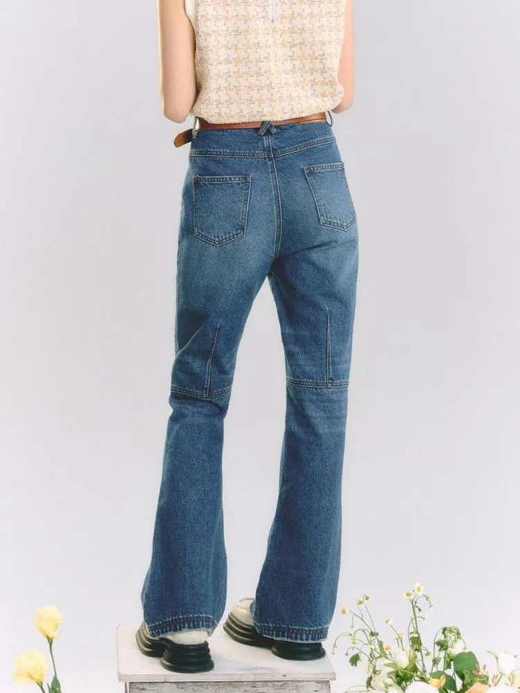 High Waist Bell Bottom Jeans【s0000001517】