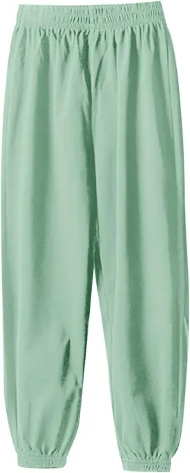 Kids Unisex Cotton Pull On Jogger Pants Solid Color Elastic Waistband Casual Sports Pants Boys Girls Leggings with Cats