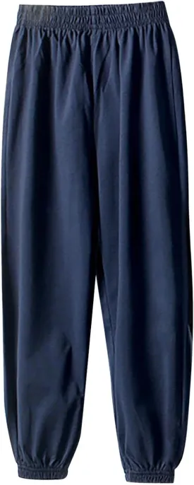 Kids Unisex Cotton Pull On Jogger Pants Solid Color Elastic Waistband Casual Sports Pants Boys Girls Leggings with Cats