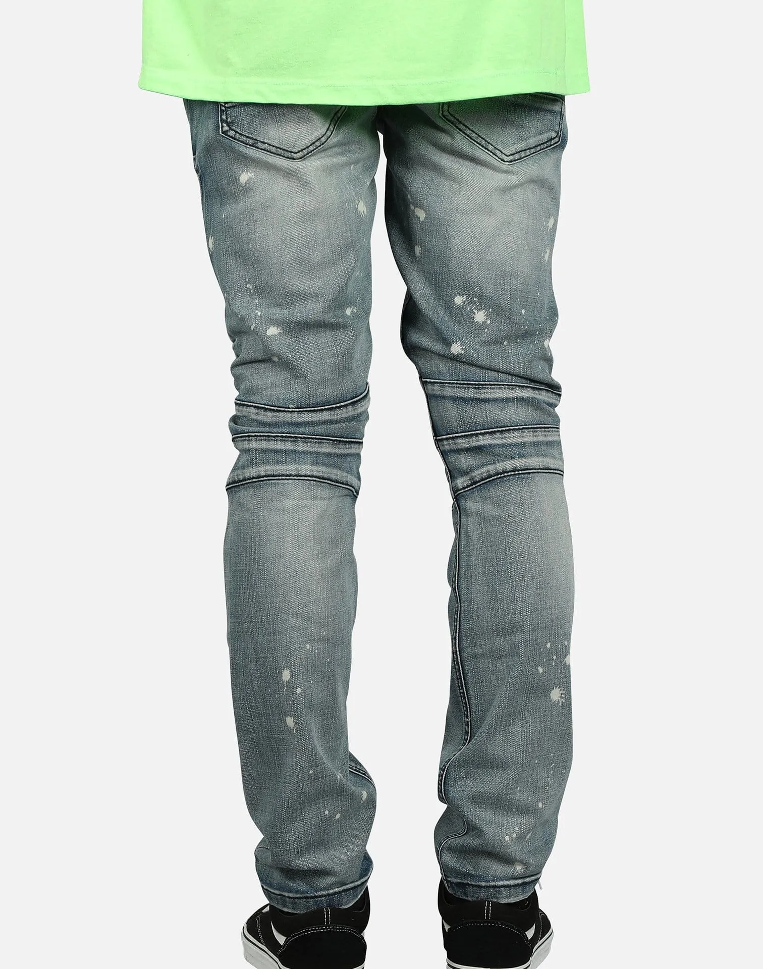 Kilogram KNEE OUT SPLATTER PAINT MOTO JEANS