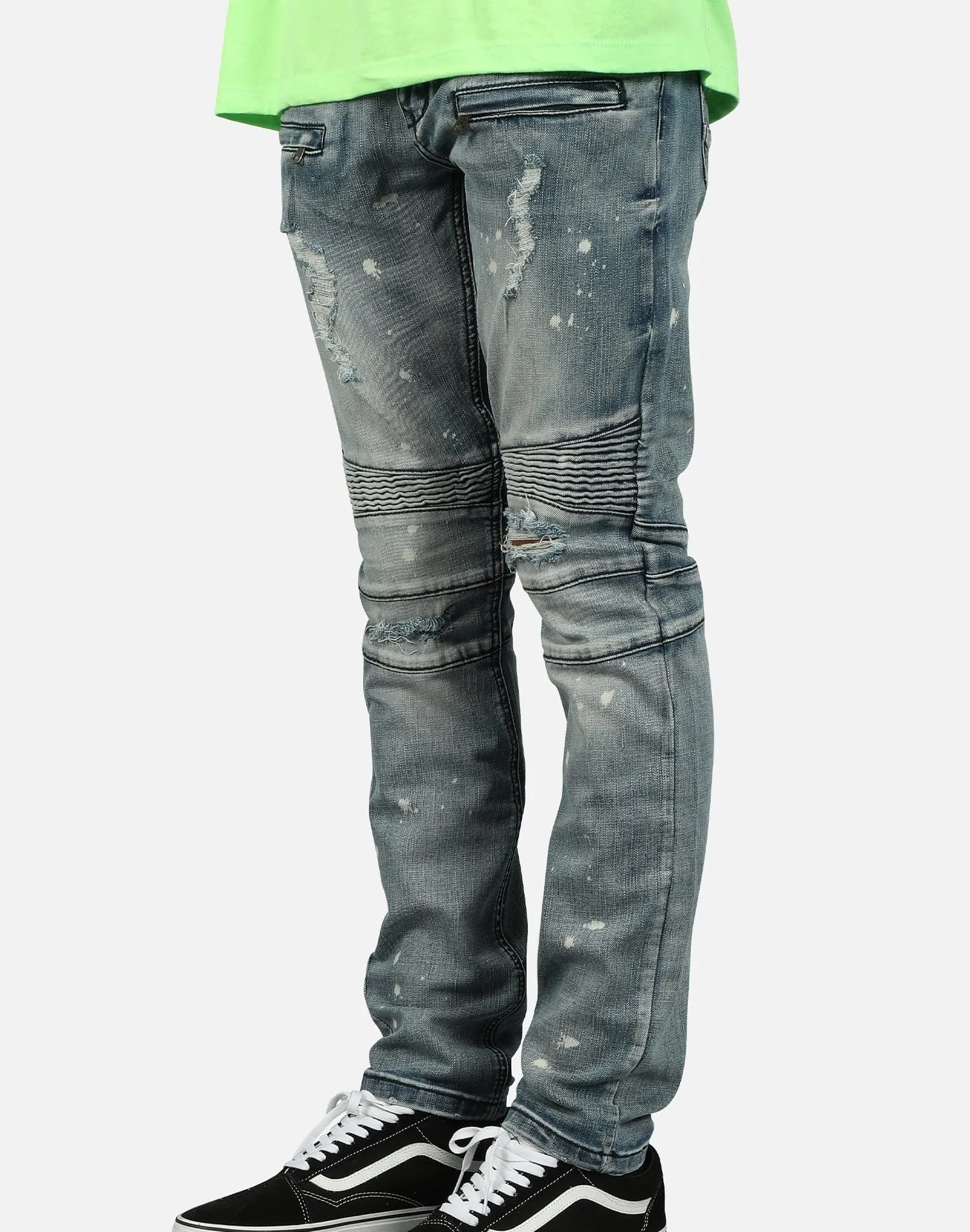 Kilogram KNEE OUT SPLATTER PAINT MOTO JEANS