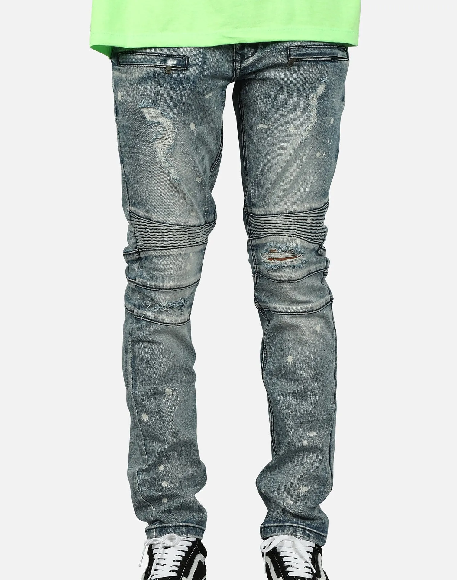 Kilogram KNEE OUT SPLATTER PAINT MOTO JEANS