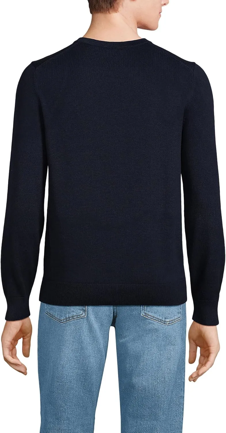 Lands' End Men's Fine Gauge Cotton V Neck Sweater
