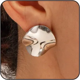 Large Gold Chunky Earrings for Women - Big Statement Jewelry, Silver Geometric Thick Bold Square Disc Heart Spiral Stud Earrings