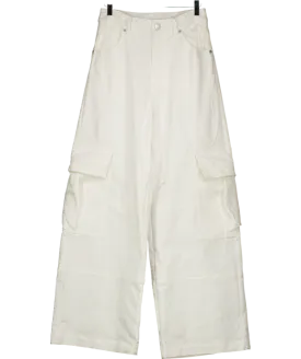 LE White Wide Leg Cargo Jeans UK XS