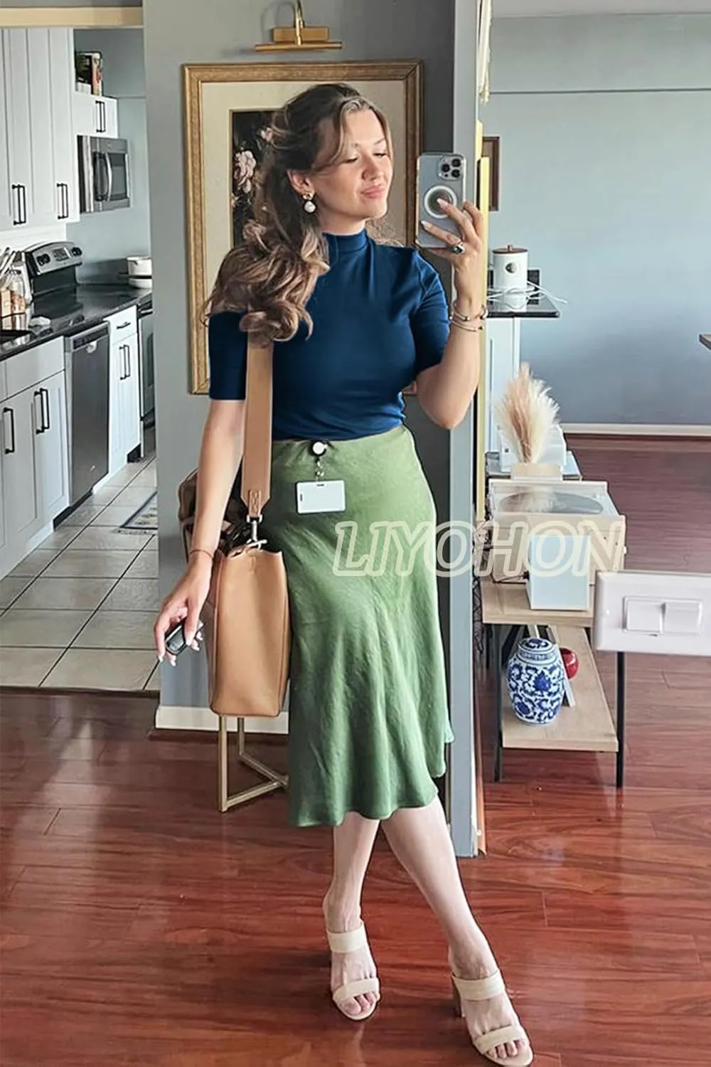 LIYOHON Womens Tops Dressy Casual Mock Turtleneck Business Short Sleeve T Shirts Going Out Tops 2025