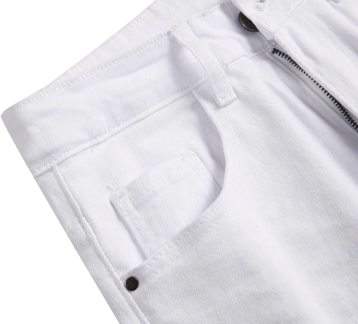 Men Ripped Jeans, Slim Fit Straight Leg, Denim Pants with Holes