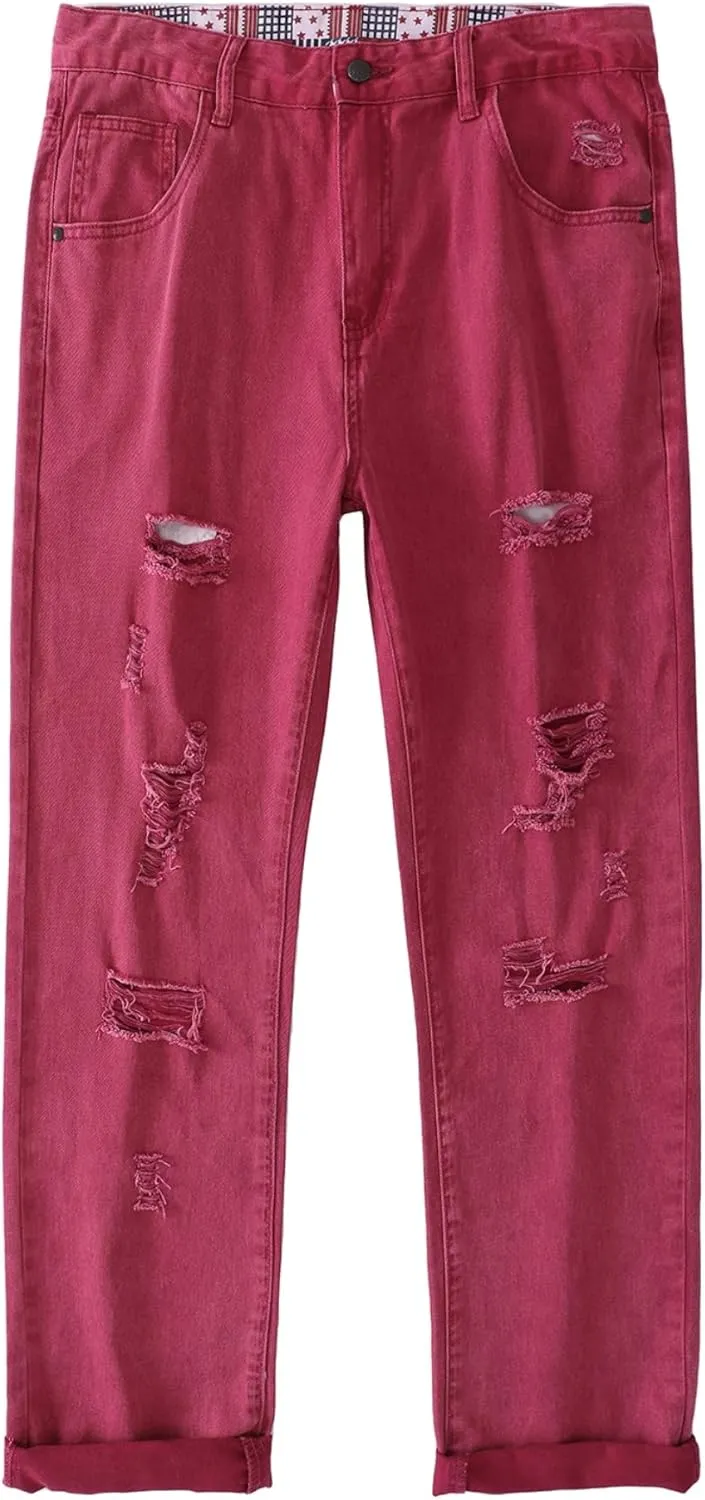Men's Non-Stretch Regular Fit Straight-Leg Denim Pants Jeans