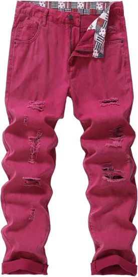 Men's Non-Stretch Regular Fit Straight-Leg Denim Pants Jeans