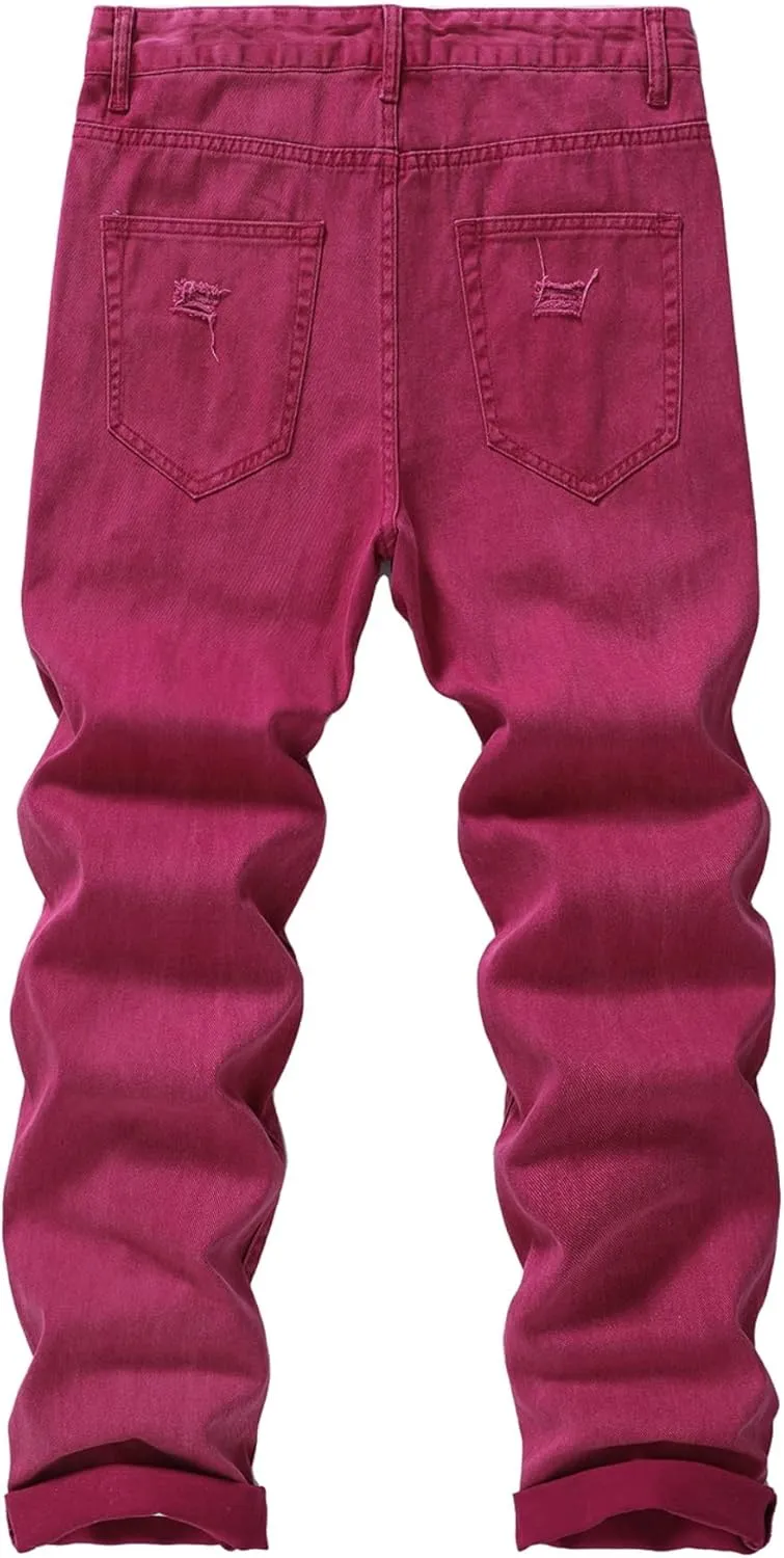 Men's Non-Stretch Regular Fit Straight-Leg Denim Pants Jeans