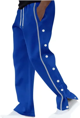 Mens Tear Away Sweatpants Waist Drawstring Elastic Wide Leg Basketball Pants Side Split Snap Baggy Joggers Pants